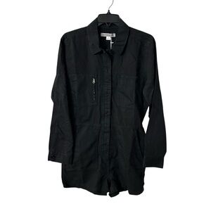 OuterKnown Women’s Black Cargo Cotton Linen Blend Utility Shorts Romper Sz S NWT